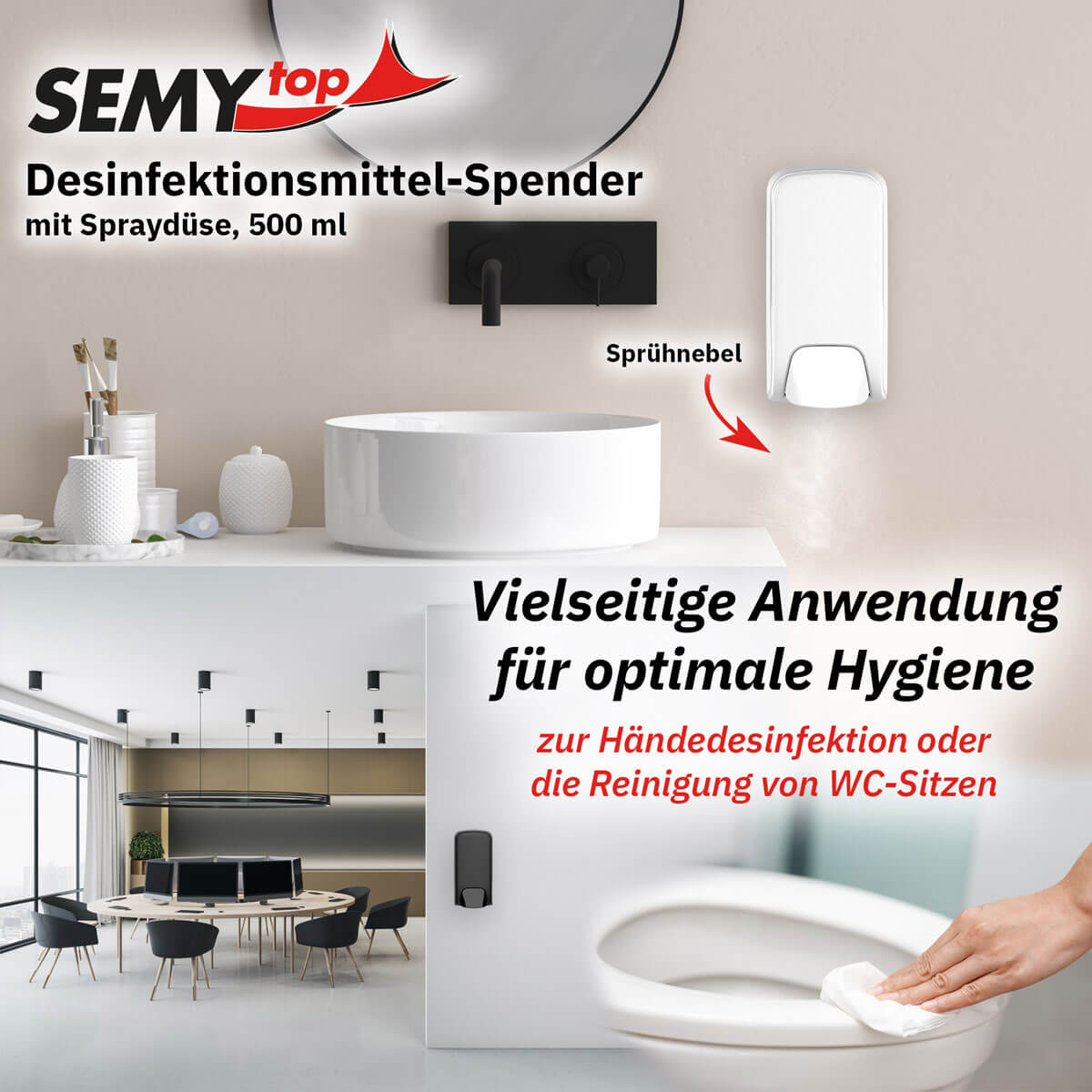 Desinfektionsmittelspender-500ml-schwarz-matt-weiss-Anwendung