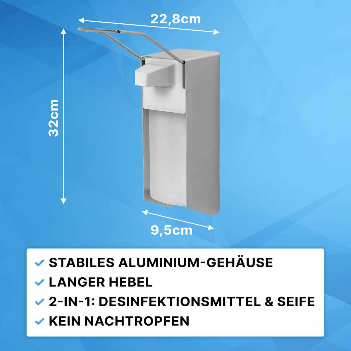 Desinfektionsmittelspender-Aluminium-AM521-Masse-1000ml-langer-Hebel