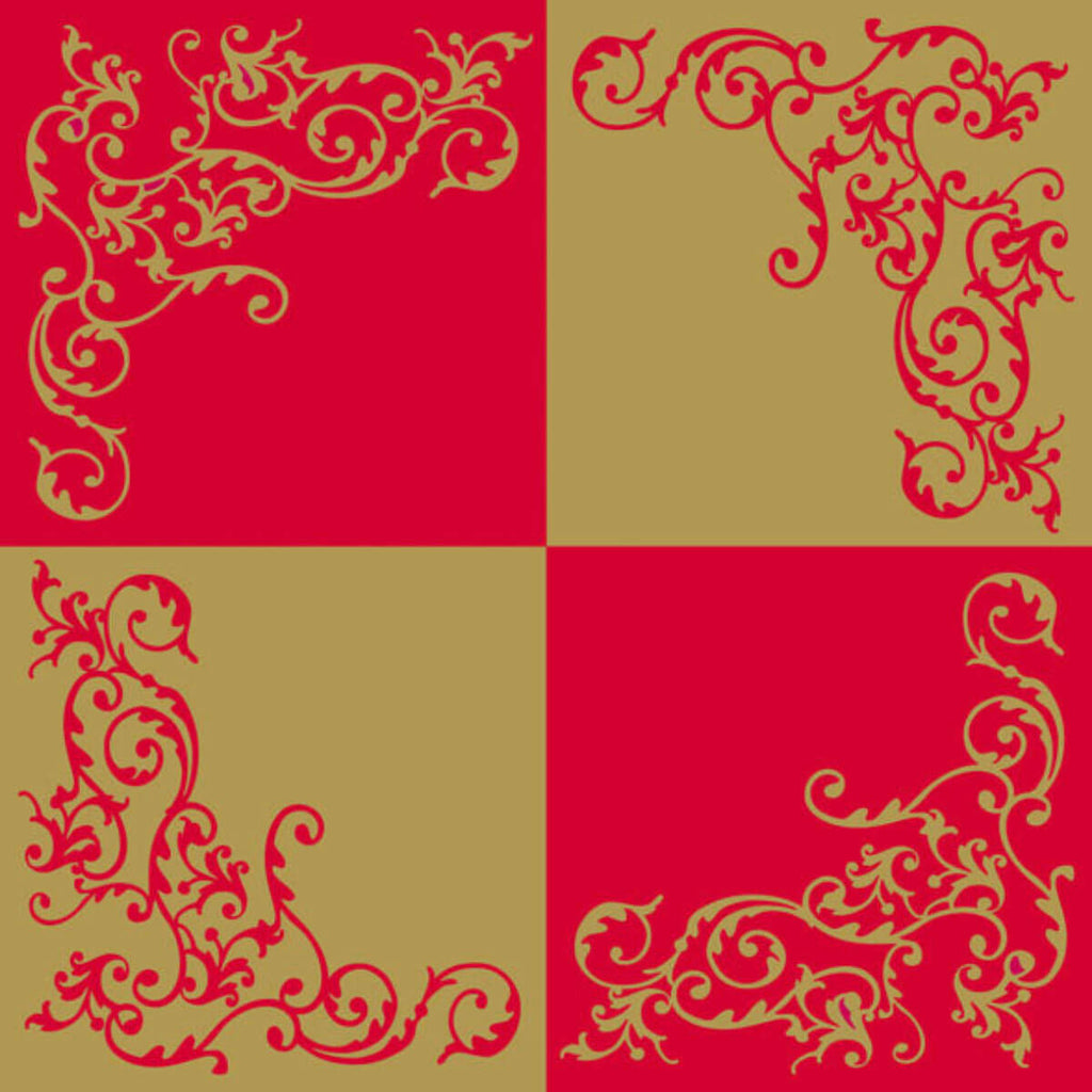 Linclass-Serviette-Pomp-rot-gold-offen