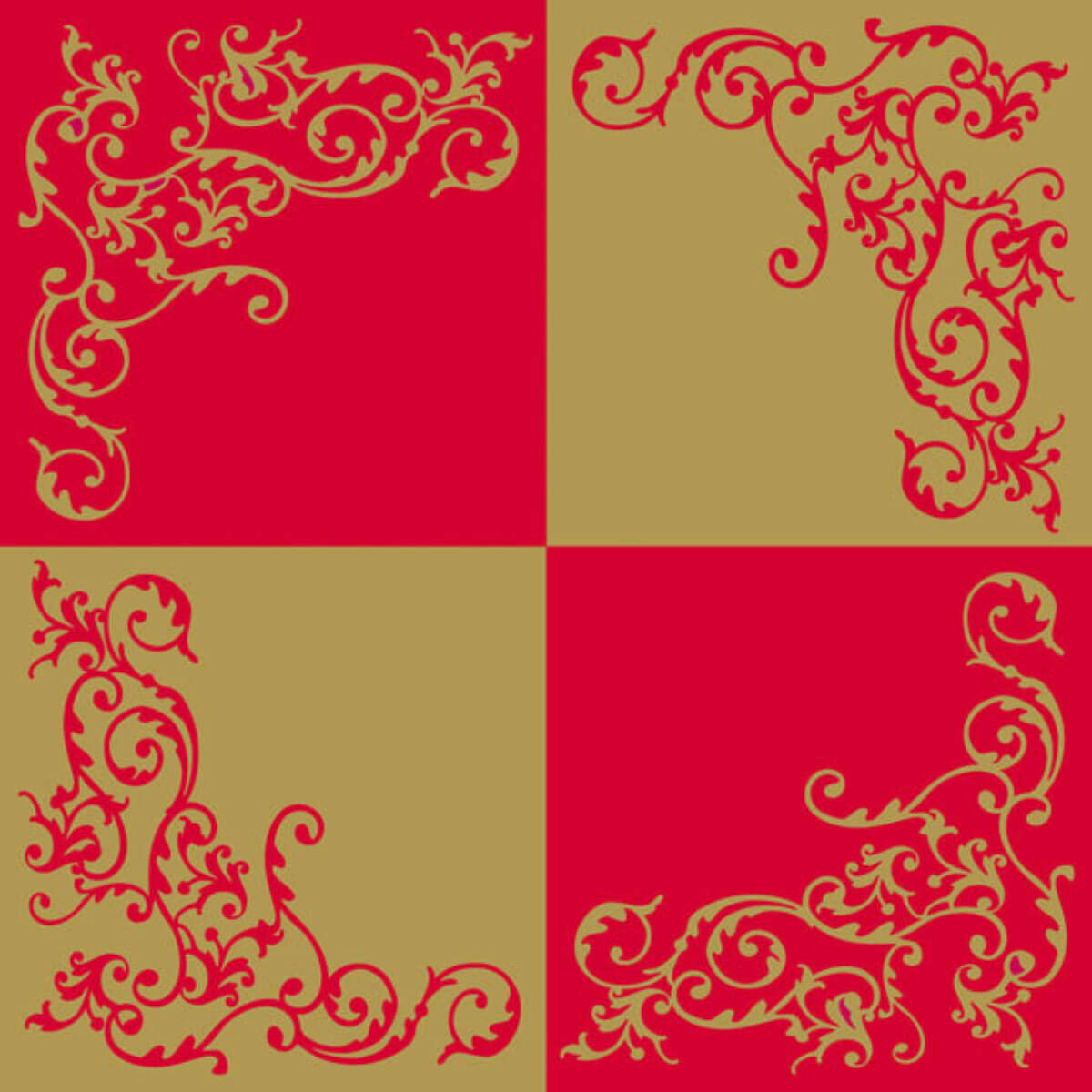 Linclass-Serviette-Pomp-rot-gold-offen