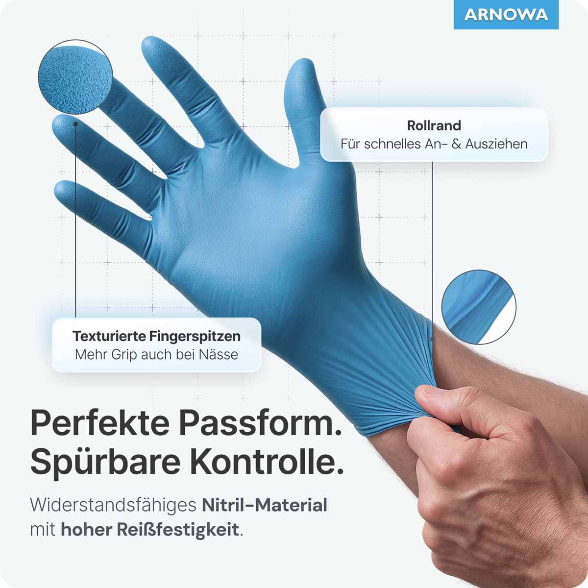Einweghandschuh ARNOMED Nitril Blue Gr. M ölfest AQL 1,5 | 1.000 Stück