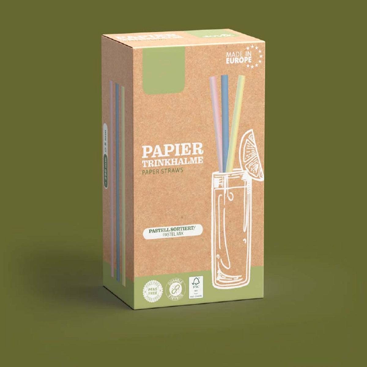 Papiertrinkhalm schwarz Ø 8 mm / 200 mm – habebo24