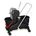 Doppelfahrwagen mit 2 x 25 Liter Eimer, schwarz, SemyTop