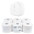 habeBox | Maxi Jumbo-Toilettenpapierspender, Innenabzug, weiß matt | 6 x Jumbo-Toilettenpapier, Centerfeed